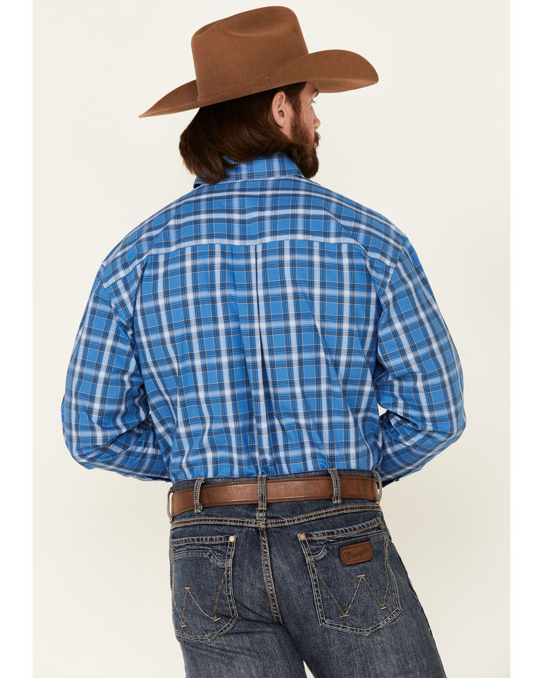 WRANGLER GEORGE STRAIT BLUE PLAID LONG SLEEVE SHIRT