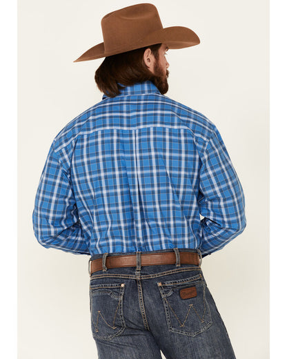 WRANGLER GEORGE STRAIT BLUE PLAID LONG SLEEVE SHIRT