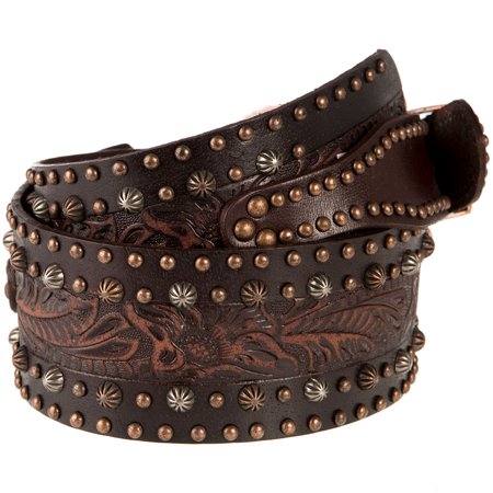 Angel Ranch Brown Floral Studded Belt