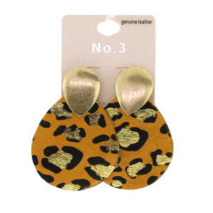 LEOPARD STUD DANGLE EARRINGS