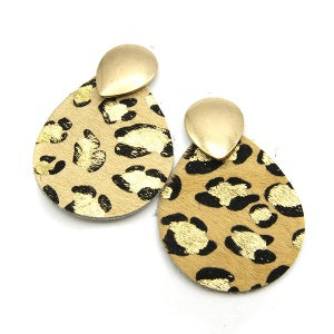 LEOPARD STUD DANGLE EARRINGS