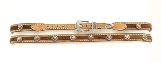 BROWN CALF HAIR WESTERN CONCHO HATBAND
