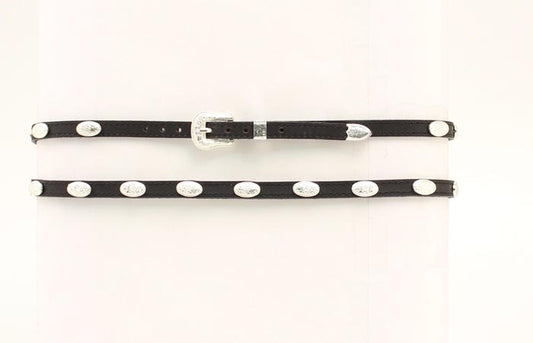 BLACK LEATHER CONCHO HATBAND