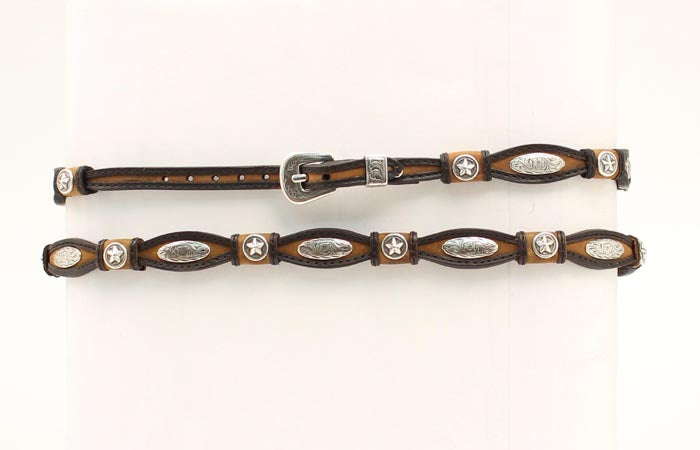 STAR LEATHER SCALLOPED HATBAND