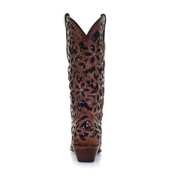 Corral Tan & Black Inlay, Embroidery & Stud Leather Boots