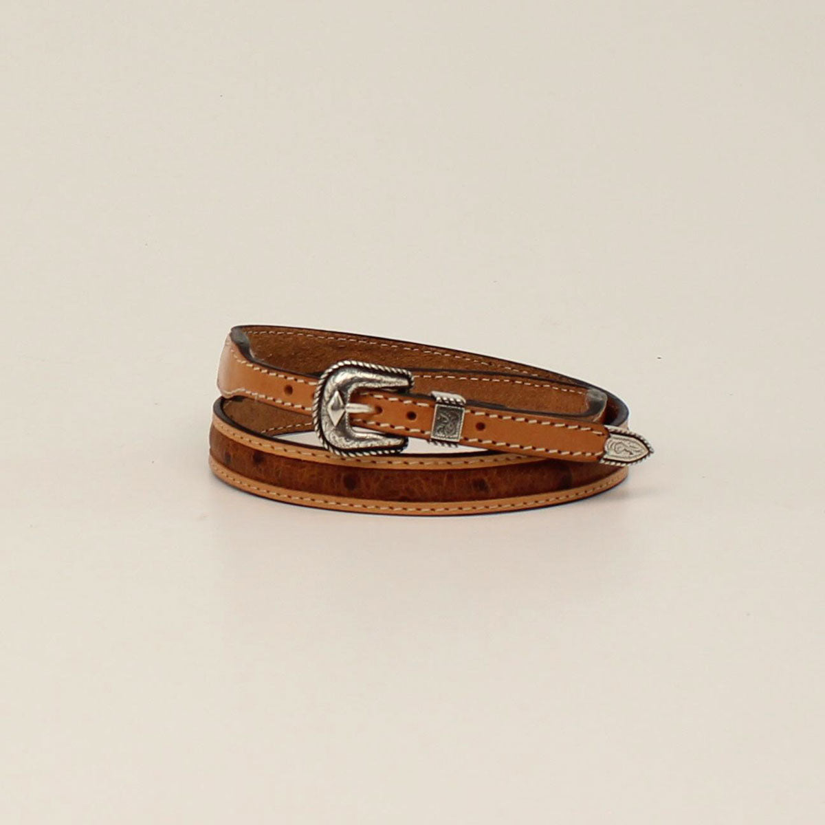 3D WESTERN HATBAND OSTRICH BROWN