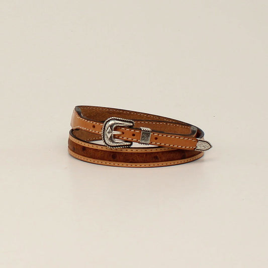 3D WESTERN HATBAND OSTRICH BROWN
