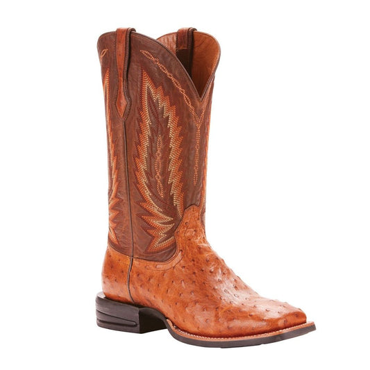 Ariat Men's Relentless Platinum Tan Full Quill Ostrich Boots