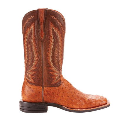 Ariat Men's Relentless Platinum Tan Full Quill Ostrich Boots