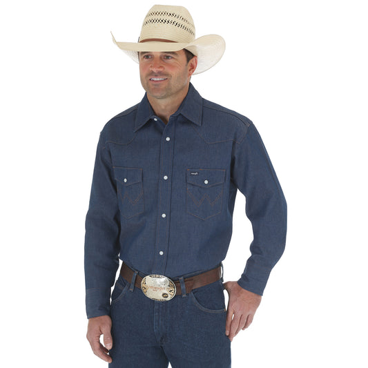 Wrangler Men's Big & Tall Denim Authentic Cowboy Cut Work Shirt