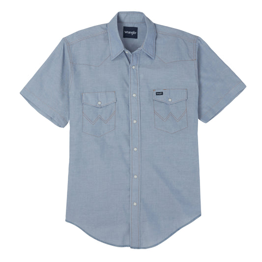 Wrangler Chambray Authentic Cowboy Cut Work Shirt