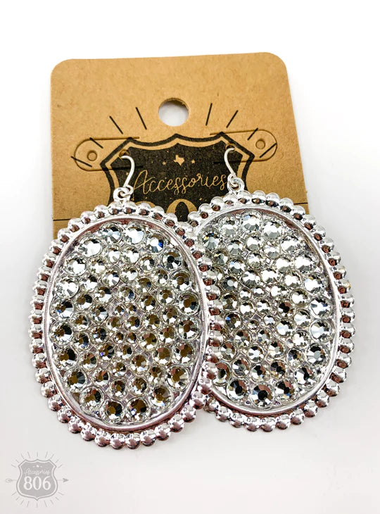 MEDIUM OVAL EARRING WITH CRYSTALS