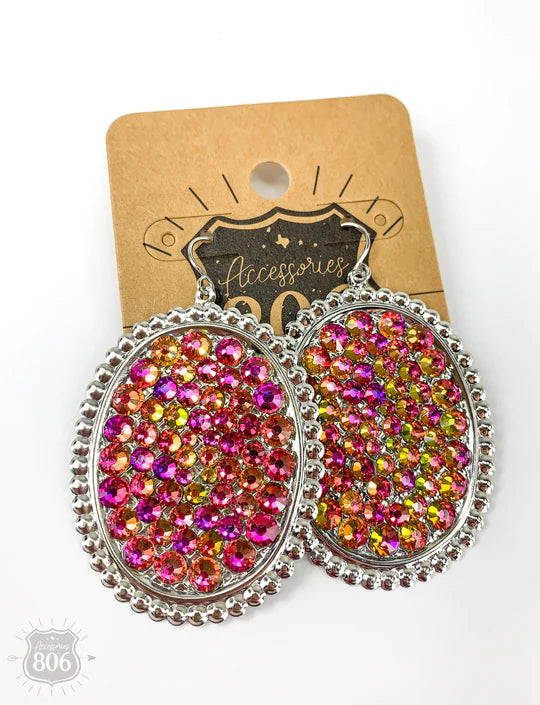 MEDIUM OVAL EARRING WITH CRYSTALS