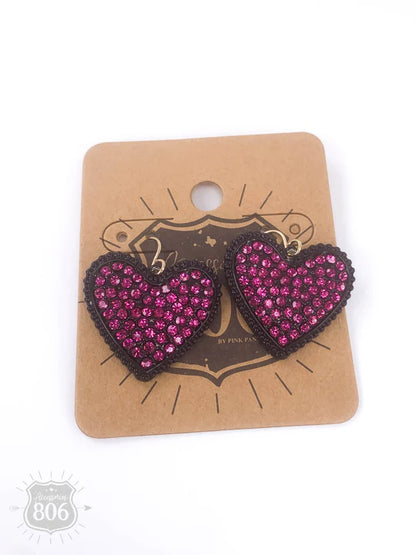 SMALL HEART EARRING WITH RHINESTONES