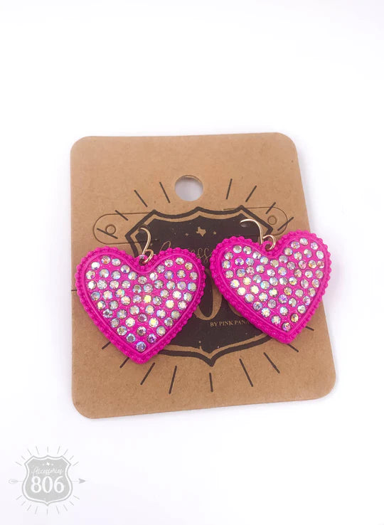 SMALL HEART EARRING WITH RHINESTONES