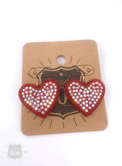 SMALL HEART EARRING WITH RHINESTONES