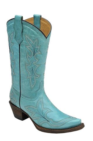 CORRAL YOUTH TURQUOISE EMBROIDERED SNIP TOE