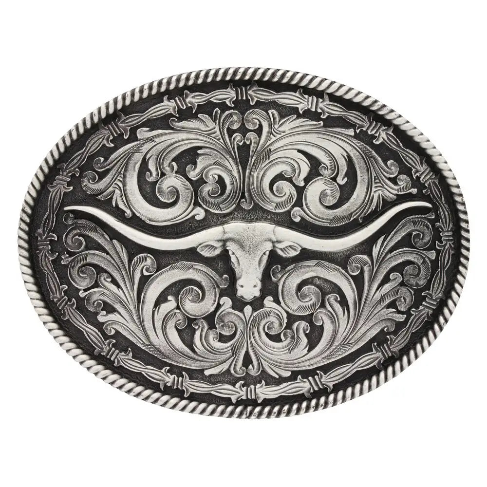 Rope and Barbed Wire Longhorn Classic Impressions Attitude Buckle