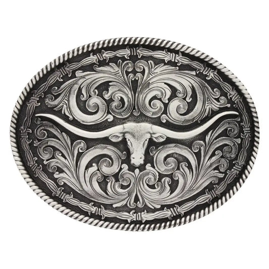 Rope and Barbed Wire Longhorn Classic Impressions Attitude Buckle