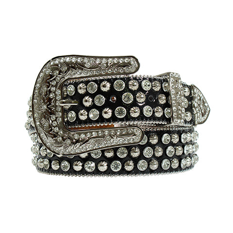ANGEL RANCH LADIES BELT 1 1/2'' CRYSTAL STUDS BLACK