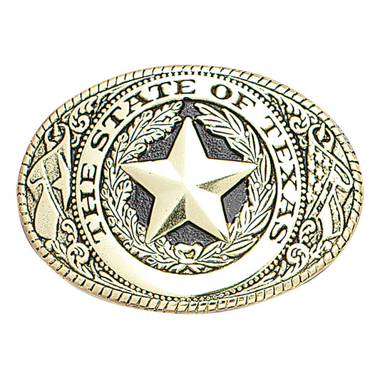 ANTIQUE GOLD OVAL TEXAS SEAL BUCKLE