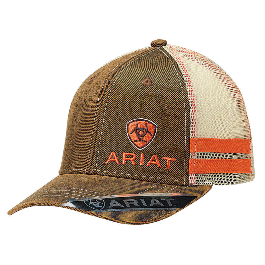Ariat Brown Oilskin Orange Logo Cap