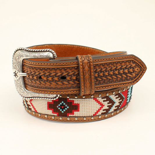 ARIAT TAN BRIGHT COLOED FABRIC AZTEC BELT