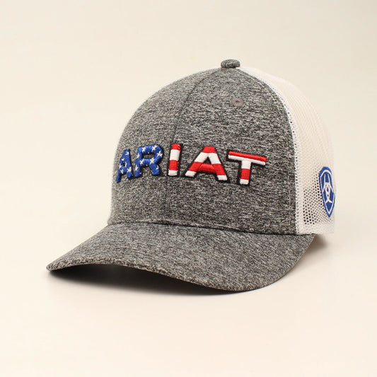 ARIAT GREY EMBROIDERED USA FLAG