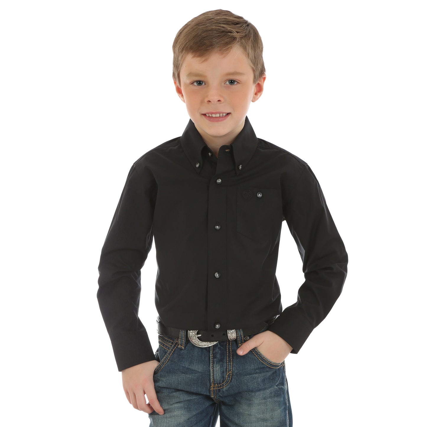 Wrangler Boy's Black Classic Long Sleeve Shirt