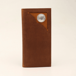 BROWN DISTRESSED INLAY CONCHO WALLET