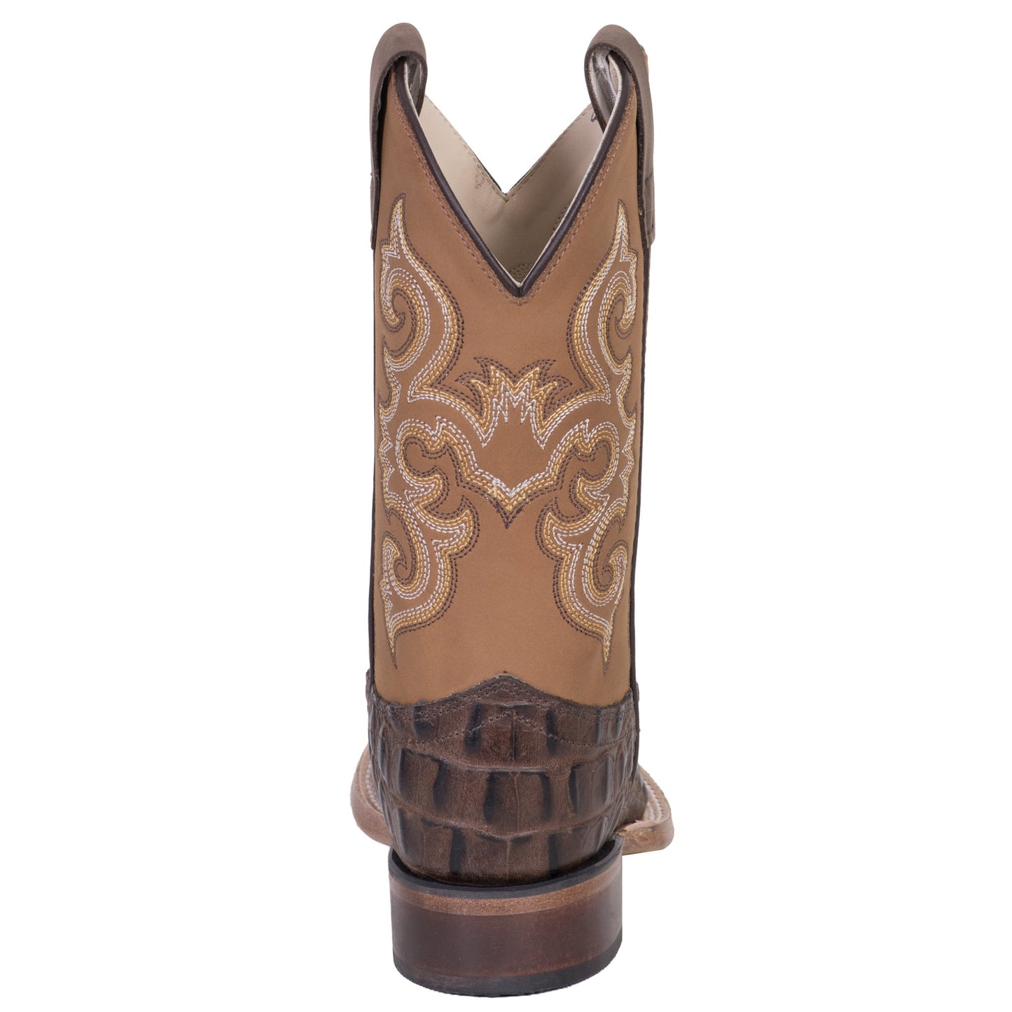 OLD WEST BROWN/TAN LEATHER CAIMAN BOOT