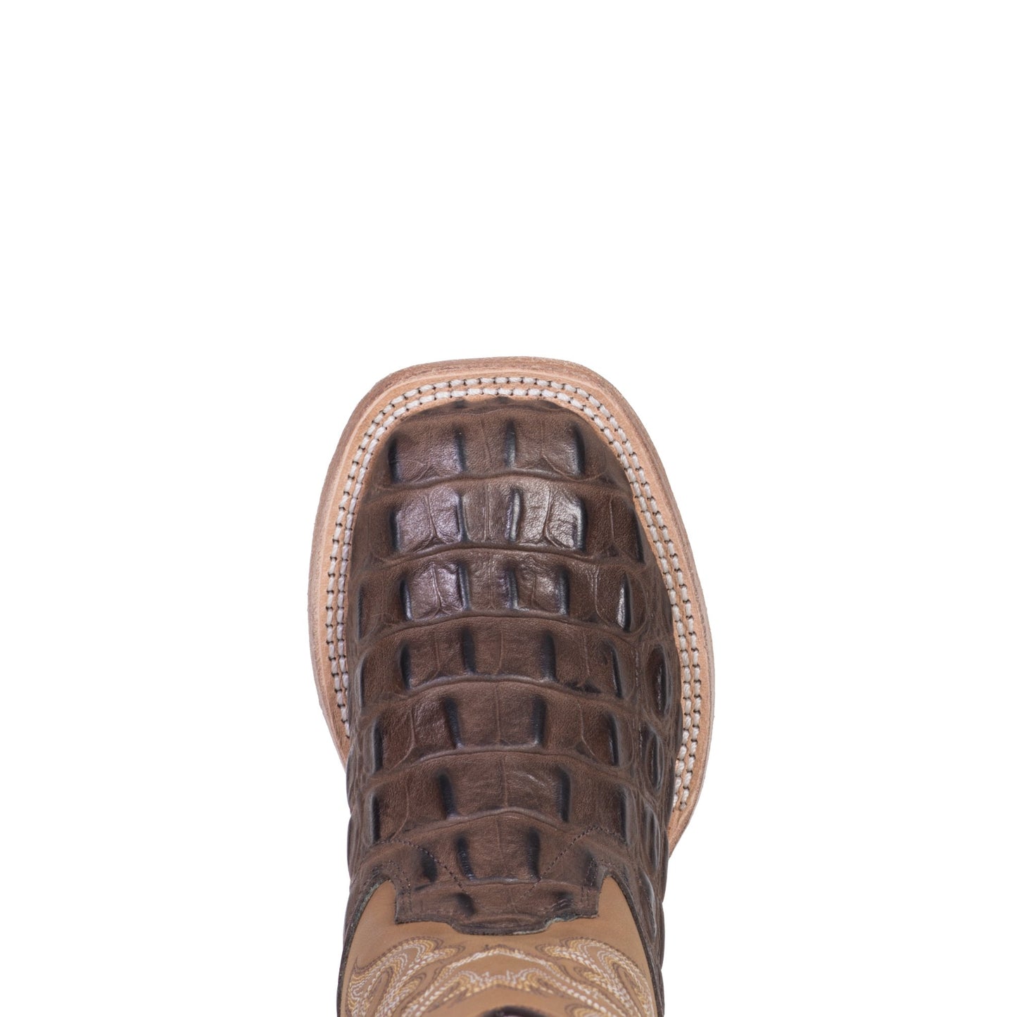 OLD WEST BROWN/TAN LEATHER CAIMAN BOOT