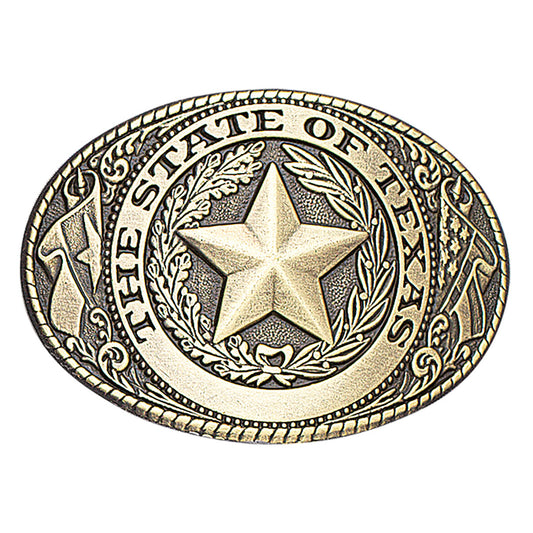 BRASS OVAL TEXAS SEAL BUCKLE