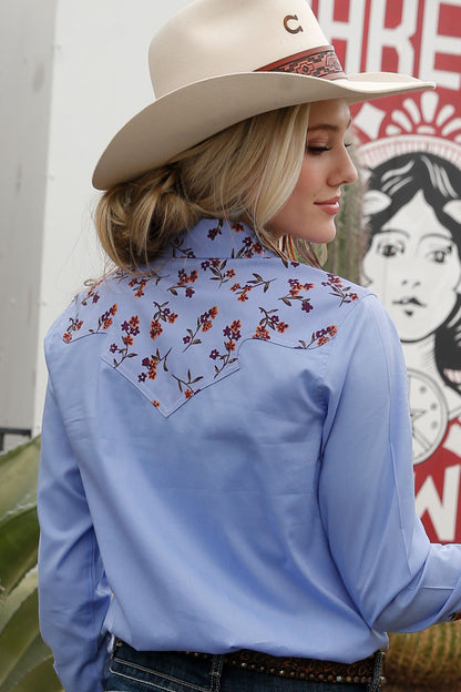 CRUEL GIRL WOMEN'S FLORAL PRINT SNAP SHIRT