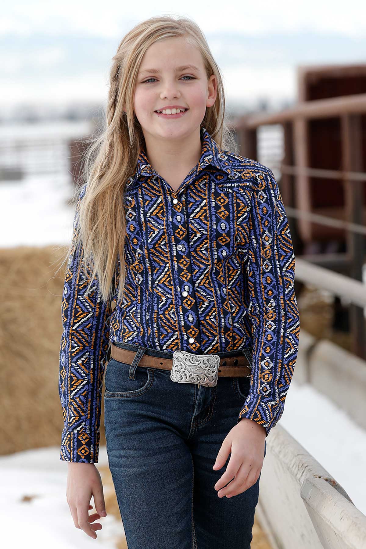 CRUEL GIRL  SOUTHWESTERN PRINT LONG SLEEVE SHIRT
