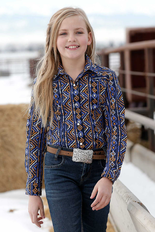 CRUEL GIRL  SOUTHWESTERN PRINT LONG SLEEVE SHIRT