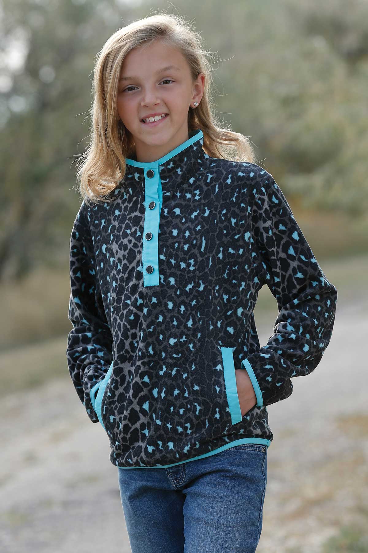 CRUEL GIRL LEOPARD POLAR FLEECE PULLOVER