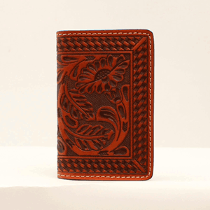 NATURAL HAND TOOLED CARD HOLDER