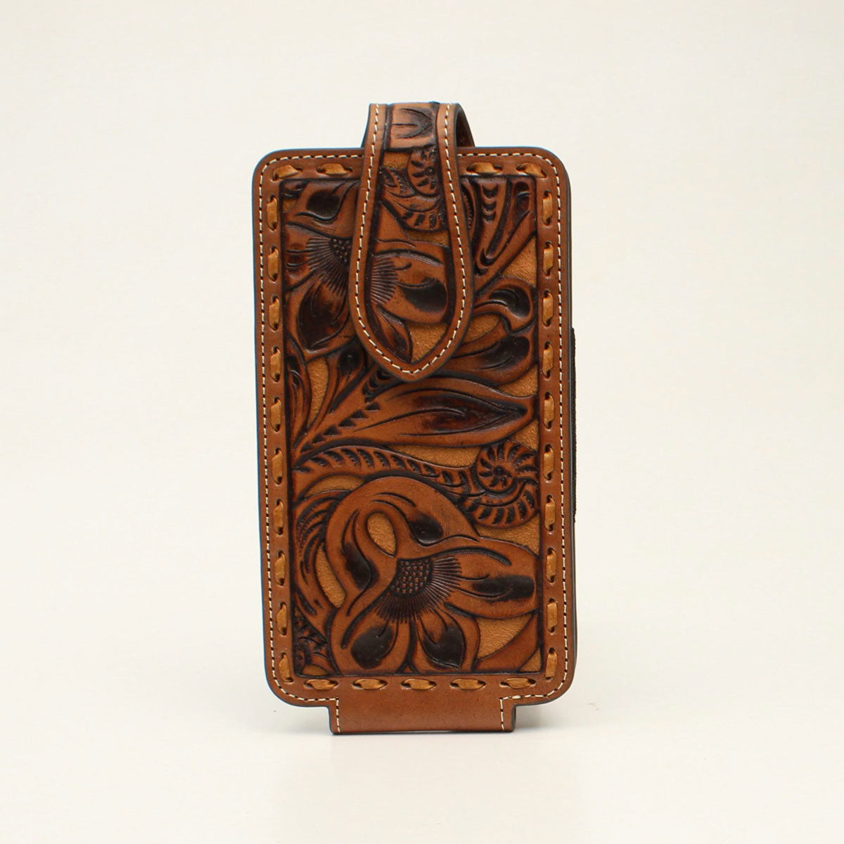 TAN FLORAL EMBOSSED CELL PHONE CASE