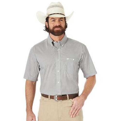 WRANGLER GREY GEO PRINT SHORT SLEEVE SHIRT