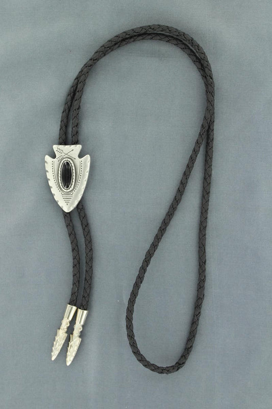 Double S Adult Black Stone Arrowhead Bolo