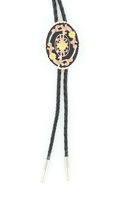 Double S Tri Color Floral Engraved Bolo