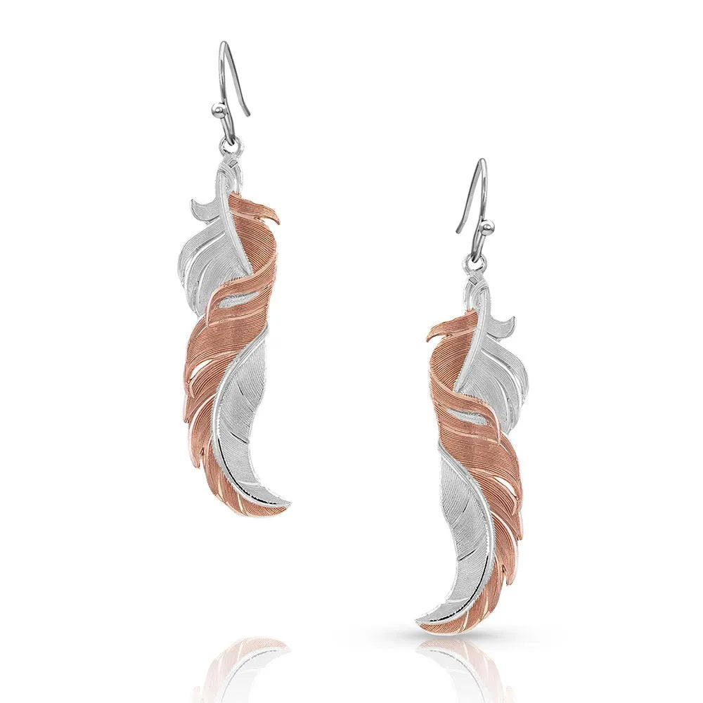 Twisted Rose Feather Earrings