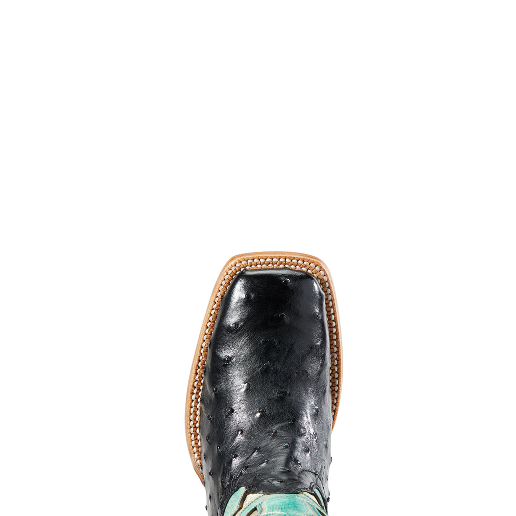 ARIAT LADIES SILVERADO BLACK FULL QUILL OSTRICH BOOT