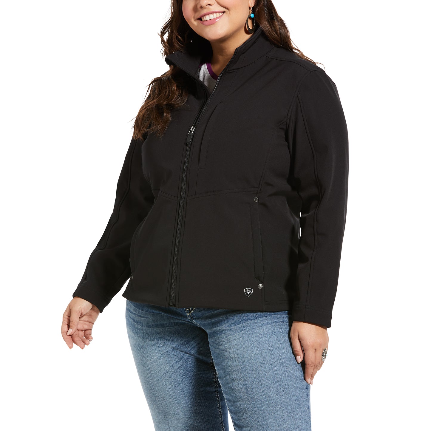 ARIAT LADIES BLACK REAL AZTEC SOFTSHELL JACKET
