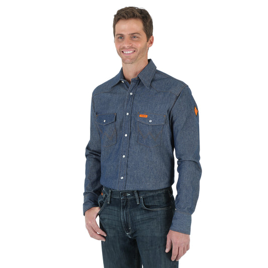 Wrangler FR Flame Resistant Long Sleeve Twill Work Shirt
