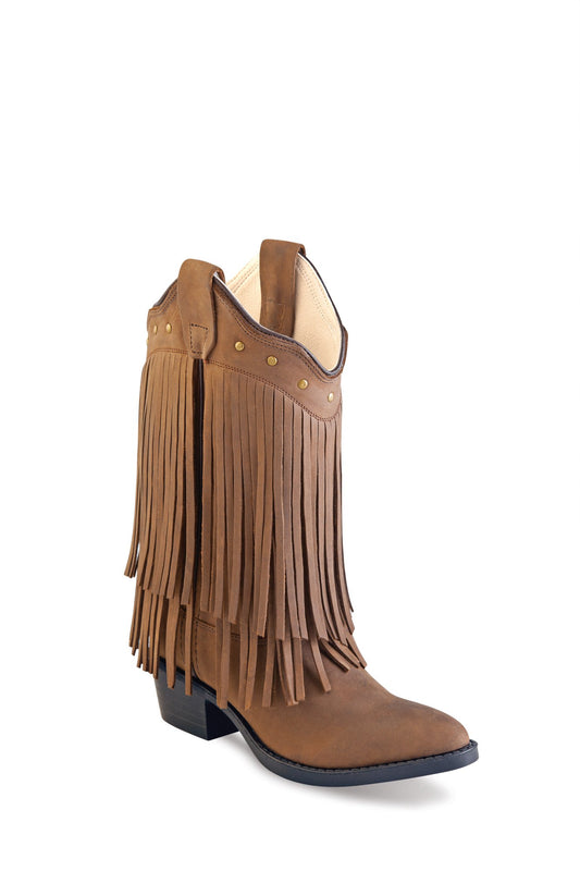 Old West Girl's Tan Fringe Boot