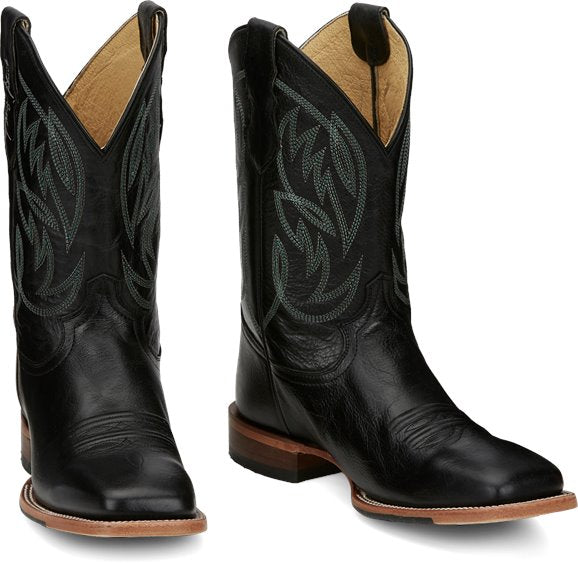 JUSTIN GEORGE STRAIT CHECK YES BLACK ROUND TOE BOOT