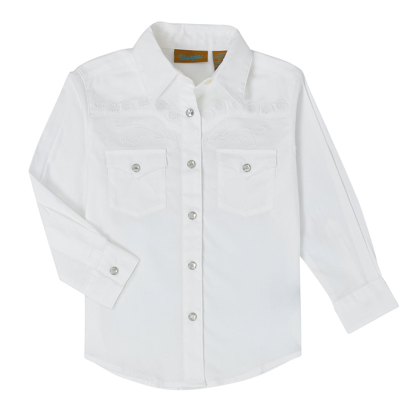 WRANGLER WHITE EMBROIDERED PEARL SNAP SHIRT