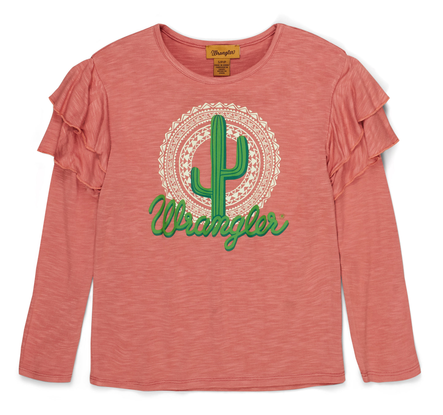 Wrangler Girls' Pink Cactus Western Top